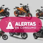 Infracción - Motorcycles fotográficas de diferentes modelos y colores, promoviendo alertas de consumo sobre seguridad y regulación en Loreto, Perú.